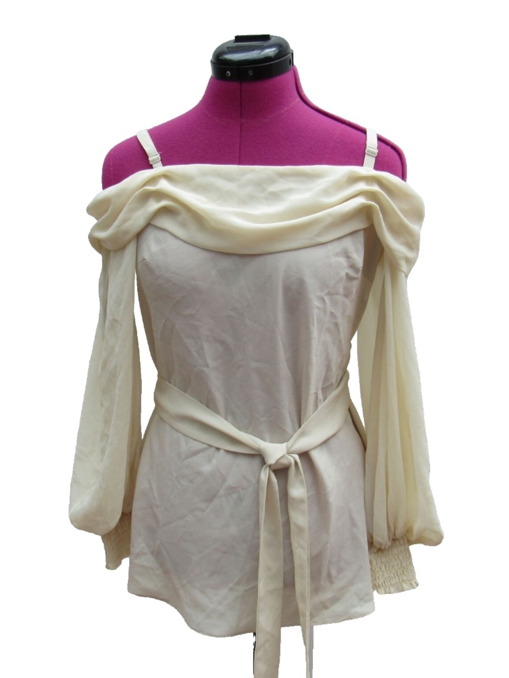 BEBE Adjustable Strap Drapery Night Out Top Blouse